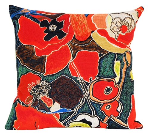 Pavots Tapestry Cushion Cover - European Home Decor Collection, 18in x 18in cushion cover