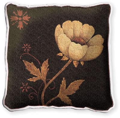 Peony Fresco Floral Tapestry Cushion - Botanical Design, 17in x 17in