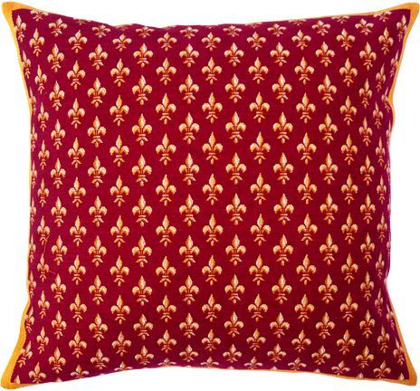 Petit Fleur De Lys Rouge Tapestry Cushion Cover - European Home Decor Collection, 18in x 18in cushion cover