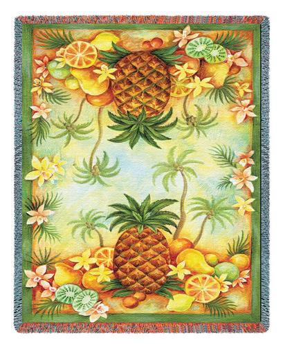 Pineapples & Fruit Tapestry Throw, 54in x 70in
