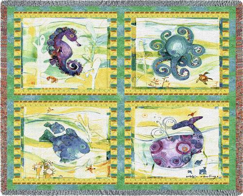 Playful Sea Tapestry Throw, 70in x 54in Playful Sea Tapestry Throw, 70in x 54in