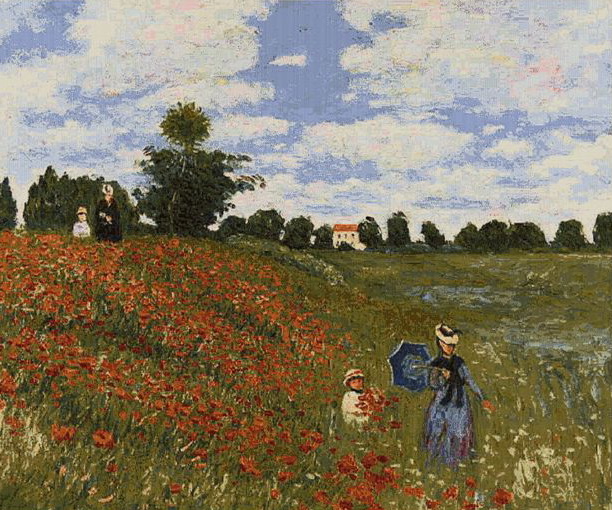 Poppies By Monet Small Tapestry Wall Hanging, H20in x W28in