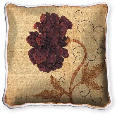 Poppy Fresco Floral Tapestry Cushion - Botanical Design, 17in x 17in