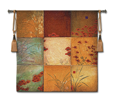 Poppy Nine Patch Li-Leger Modern Tapestry Fine Art Picture, 44in x 44in