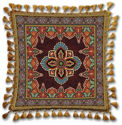 Prema Ornamental Tapestry Cushion - Asian Style, 24in x 24in Prema Ornamental Tapestry Cushion - Asian Style, 24in x 24in