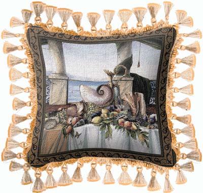 Promessa d'Estate Abstract Compositpion Tapestry Cushion - Still Life With Shells, 27in x 27in Promessa d'Estate Abstract Compositpion Tapestry Cushion - Still Life With Shells, 27in x 27in