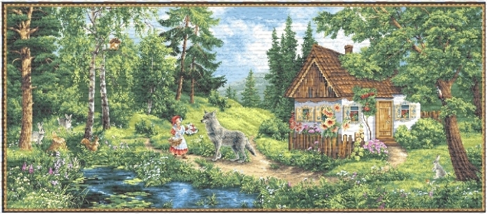 Red Hat Tailes Kids DecorTapestry, H27.2in x W68in Red Hat Tailes Kids Decor Tapestry, H27.2in x W68in