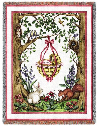 Rock-A-Bye Pink Tapestry Throw, 50in x 54in Rock-A-Bye Pink Tapestry Throw, 50in x 54in