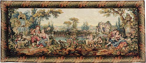Romance in the Country Pastoral Tapestry Wall Hanging, 48in x 110in
