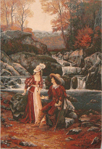 Romantic Dating Tapestry Wall Hanging - Gallant Scene, 30in X 44in Romantic Dating Tapestry Wall Hanging - Gallant Scene, 30in X 44in