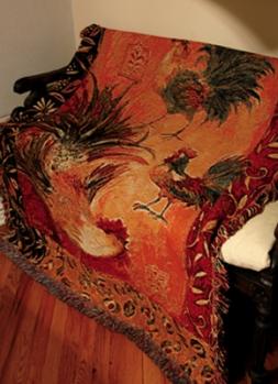 Safari Rooster Tapesty Throw, 51in x 68in