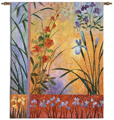 Sassafrass Tapestry Wall Hanging - Abstract Floral Design, 42in x 53in