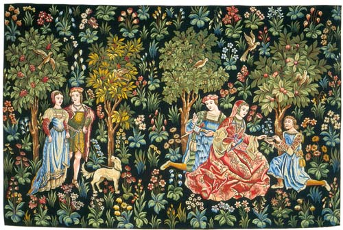 Scenes Gallantes Medieval Wall Tapestry - The Noble Picture, 36in X 52in Scenes Gallantes Medieval Wall Tapestry - The Noble Picture, 36in X 52in