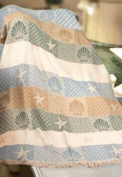 Seashells by the Seashore Tapesty Throw, 46in x 60in