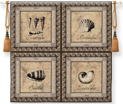 Shellworks Modern Wall Tapestry - Collage With Shells, 44in x 44in