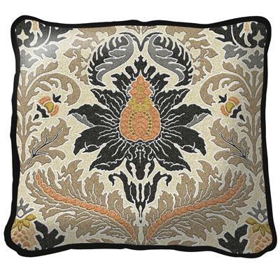 Silk Road Old World Tapestry Cushion - Floral Ornament, 17in x 17in