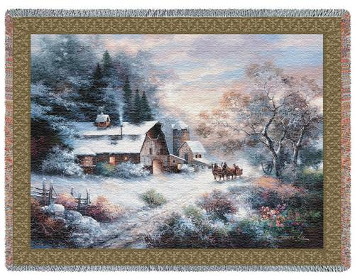 Snowy Evening Tapestry Throw, 53in x 70in