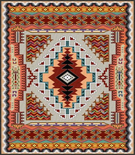 Southwest Salmon Tapestry Wall Hanging, 41in x 53in