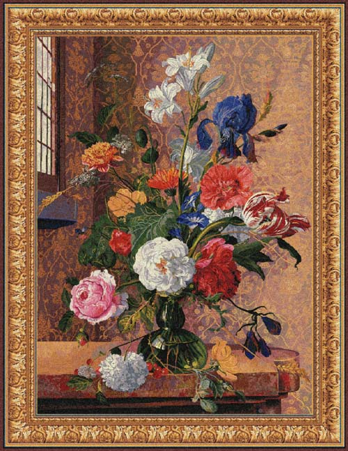 Floral Tapesty Wall Hanging Summer Flowers, 42in X 32in