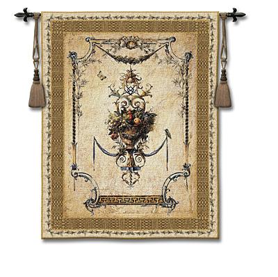 Summer Harvest Small Wool/Cotton Tapestry Wall Hanging - Floral Composition, 40in x 53in