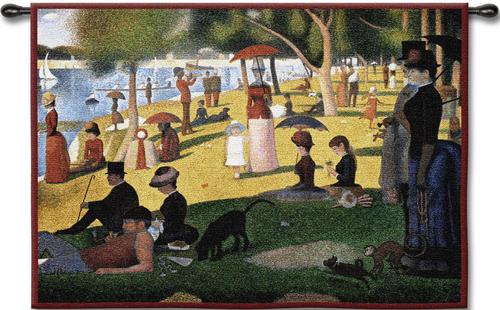 Sunday Afternoon By Seurat Wall Tapestry - Impressionist Style Painting, 26in x 33in