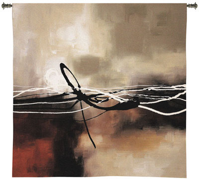 Symphony in Red & Khaki II Modern Tapestry Fine Art Picture, 35in x 35in