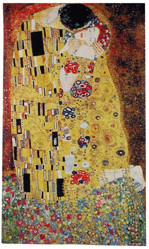 The Kiss Romantic Tapestry Wall Hanging - Gustav Klimt Art, 81in x 48in