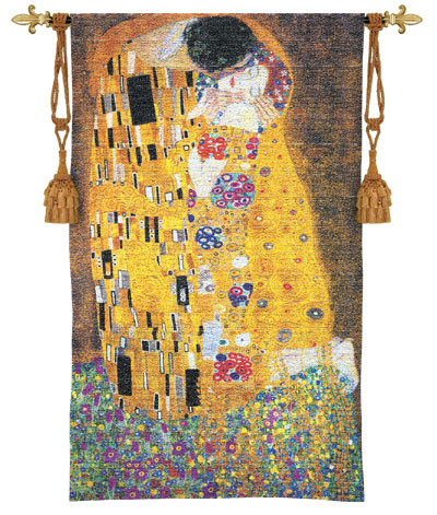 Gustav Klimt The Kiss Tapestry Wall Hanging - Romantic Pictures, 53in x 76in
