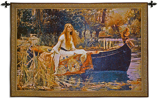 The Lady Of Shalott Medieval Arthurian Tapestry Wall Hanging - Woman Beauty Art, 31in x 40in