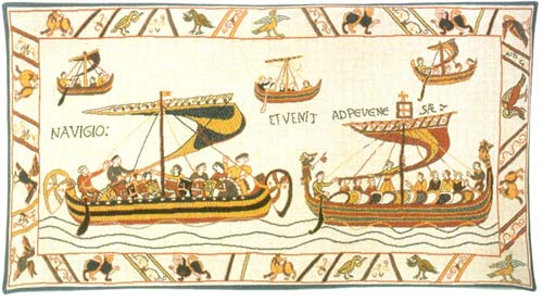 The Norman Fleet Medieval Tapestry Wall Hanging - Bayeux Design, 16in X 33in