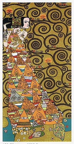 The Waiting Left Panel I Abstract Painting Tapestry Wall Hanging - Gustav Klimt Art, 118in x 58in