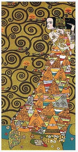 The Waiting Right Panel I Abstract Painting Tapestry Wall Hanging - Gustav Klimt Art, 38in X 18in