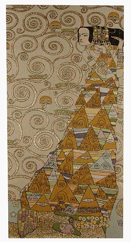 The Waiting Right Panel Abstract Painting Tapestry Wall Hanging - Gustav Klimt Art, 38in X 18in
