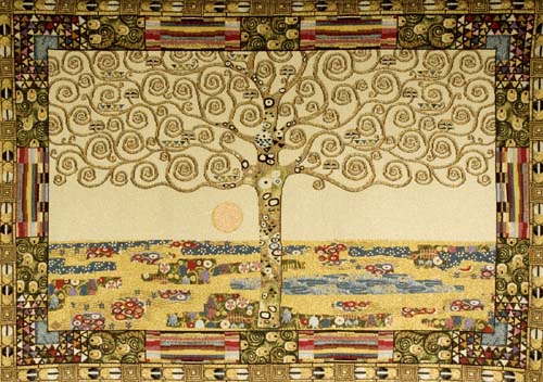 Tree Of Life Abstract Painting Tapestry Wall Hanging - Gustav Klimt Art, 19in X 25in