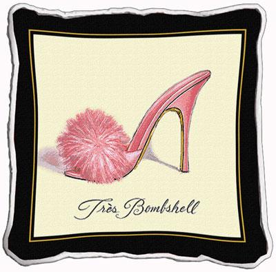 Tres Bombshell Contemporary Tapestry Cushion - Fashion Design, 17in x 17in