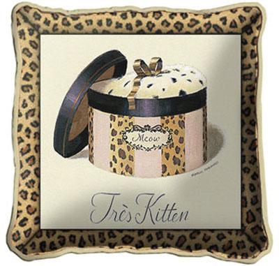 Tres Kitten Contemporary Tapestry Cushion - Fashion Design, 17in x 17in