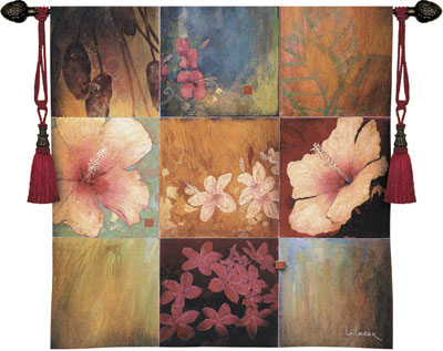 Tropical Nine Patch II Contemporary Tapestry Fine Art Picture, 53in X 53in