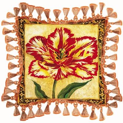 Tulip Unveiled II Floral Tapestry Cushion - Botanical Design, 27in x 27in