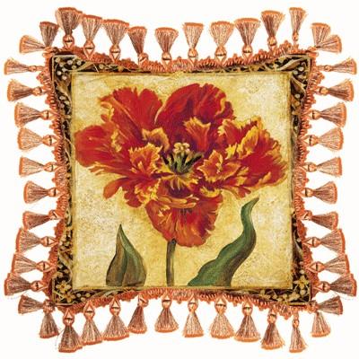 Tulip Unveiled IV Floral Tapestry Cushion - Botanical Design, 27in x 27in