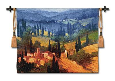 Tuscan Valley View Landscape Wall Tapestry - Italian Countryside, 26in x 34in