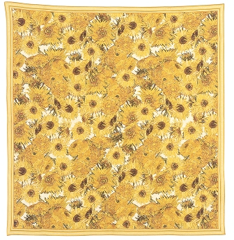 Van Gogh's Sunflowers Ornamental Tapestry Throw, 58in x 58in Van Gogh's Sunflowers Ornamental Tapestry Throw, 58in x 58in