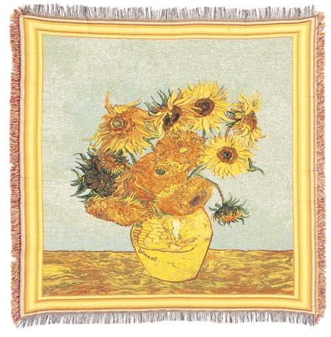 Van Gogh's Sunflowers Tapestry Throw, 55in x 55in Van Gogh's Sunflowers Tapestry Throw, 55in x 55in