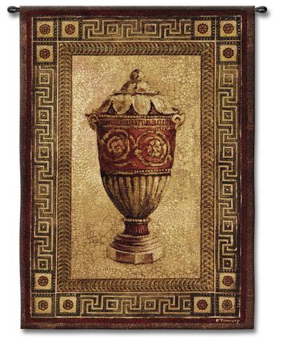 Vessel Of Antiquity II Ornamental Still Life Tapestry Wall Hanging, 52in x 65in