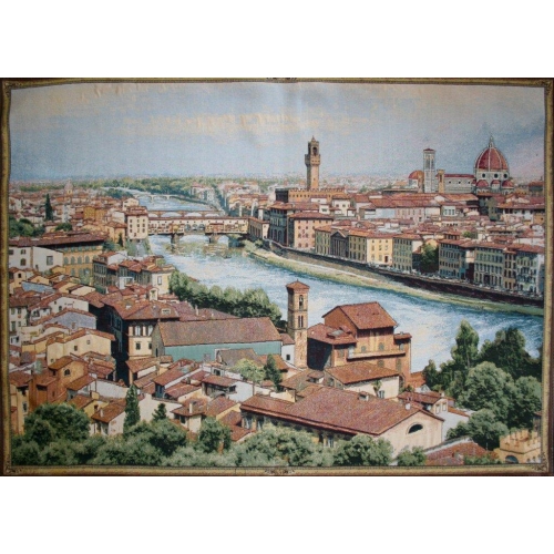 View of Florence and the Arno Italian Tapestry Wall Hanging, 38in X 54in