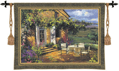 Vineyard Villa Tapestry Wall Hanging - Countryside Picture, 53in x 40in