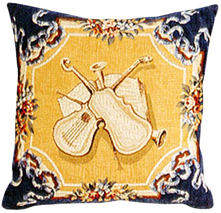 Violins Tapestry Cushion Cover - European Home Decor Collection, 18in x 18in cushion cover Violins Tapestry Cushion Cover - European Home Decor Collection, 18in x 18in cushion cover