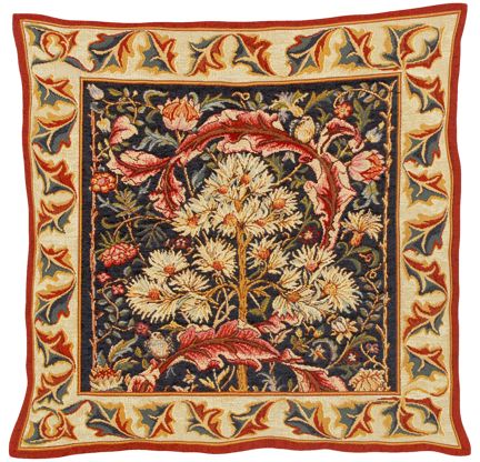 William Morris Acanthus Tapestry Cushion Cover - Classic Home Decor Collection, 18in x 18in cushion cover