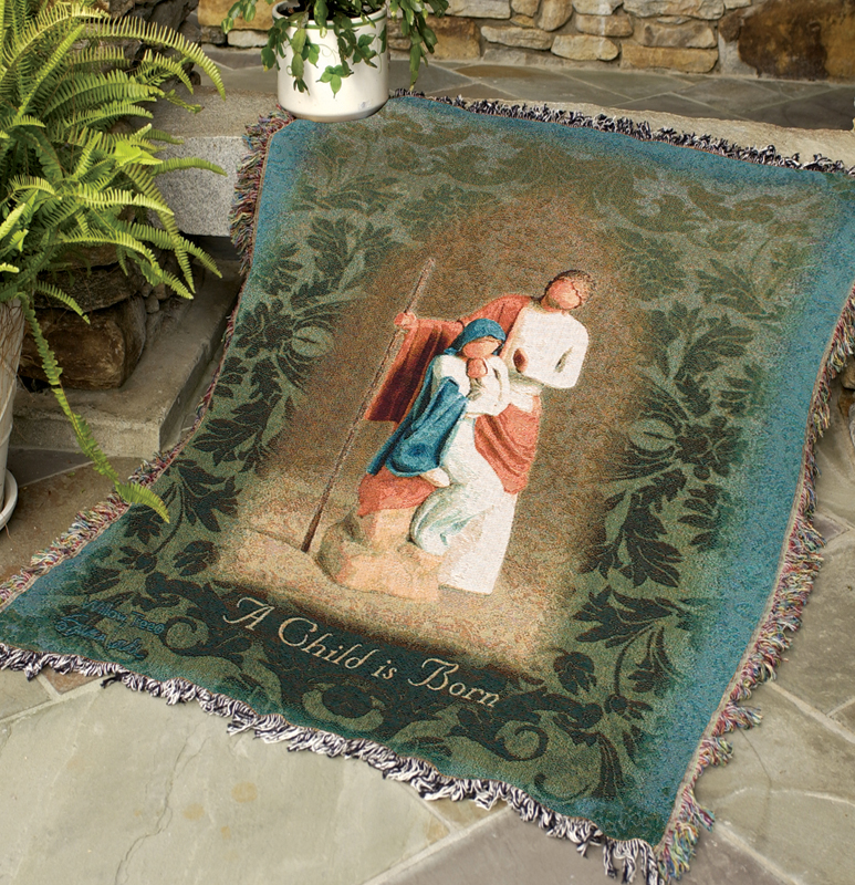 Willow Tree Christmas Tapestry Throw - Nativity Scene, 51in X 68in