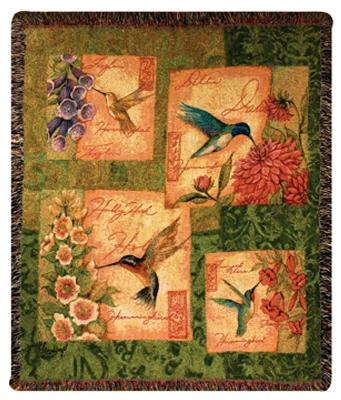 Wings and Blossoms Tapesty Throw, 50in x 60in Wings and Blossoms Tapesty Throw, 50in x 60in