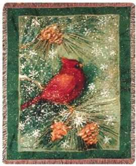 Winter Birds Tapesty Throw, 50in x 60in